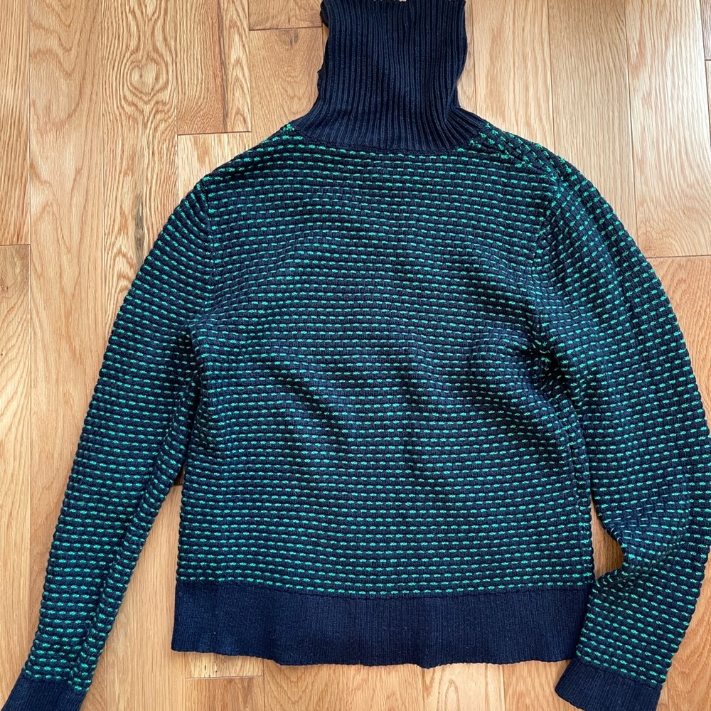 Navy & green turtleneck sweater